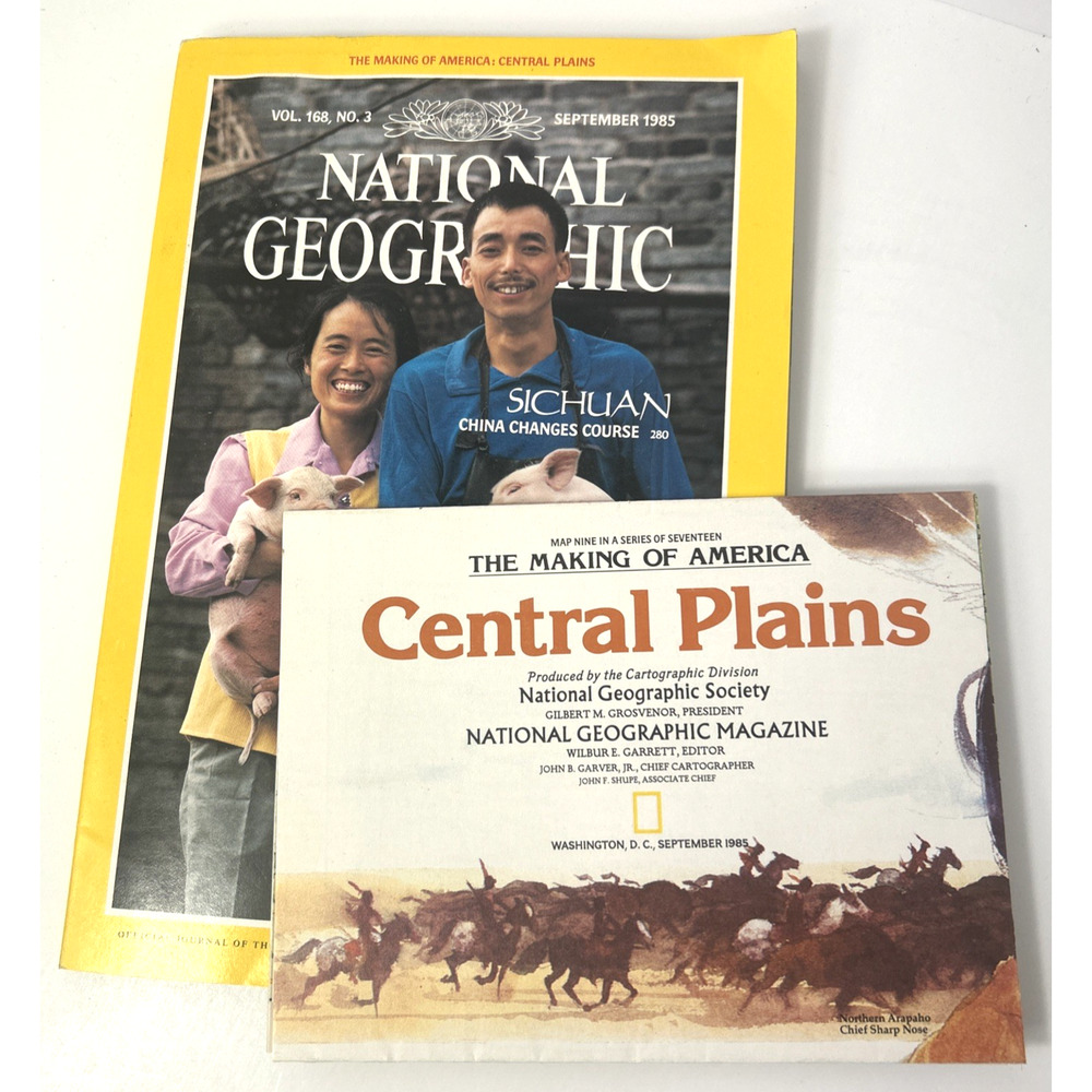 National Geographic Magazine With Map September 1985 Home To Kansas Sichuan